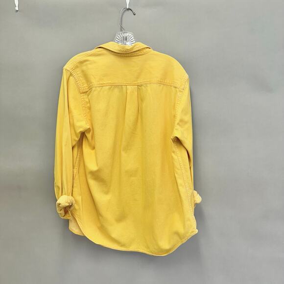 Lands End Yellow Sun Washed Button Up Shirt Women's Size Medium 10-12 - Picture 13 of 14